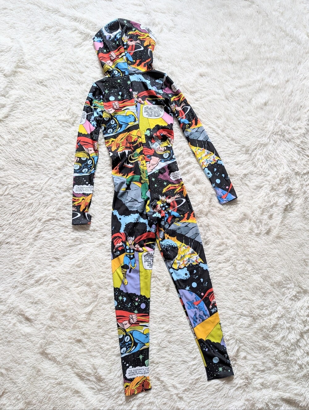 NWT Blackmilk Marvel Thor Rainbow Bridge Hooded Zip Jumpsuit Snugglesuit Small - Picture 8 of 16